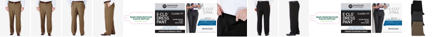 Haggar Men's Big & Tall ECLO Stria Classic-Fit Flat-Front Hidden Expandable Waistband Dress Pants 